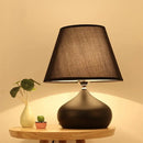 GobekUsa Modern Tapered Drum Table Lamp - Fabric Shade - Single Nightstand Lighting