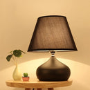 GobekUsa Modern Tapered Drum Table Lamp - Fabric Shade - Single Nightstand Lighting
