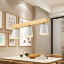 GobekUsa Modern Tapered Indoor Ceiling Light - 3 Heads Black/White Island Lighting with Wooden Beam