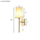 GobekUsa Modern Tapered Wall Sconce with Fabric Shade, Chrome Finish - LED Bedside Lighting