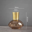 GobekUsa Gold Metal Glass Vase: Round Transparent Terrarium for Home Decor & Flower Arrangement