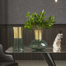GobekUsa Gold Metal Glass Vase: Round Transparent Terrarium for Home Decor & Flower Arrangement