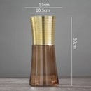 GobekUsa Gold Metal Glass Vase: Round Transparent Terrarium for Home Decor & Flower Arrangement