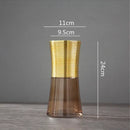GobekUsa Gold Metal Glass Vase: Round Transparent Terrarium for Home Decor & Flower Arrangement