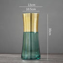 GobekUsa Gold Metal Glass Vase: Round Transparent Terrarium for Home Decor & Flower Arrangement