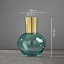 GobekUsa Gold Metal Glass Vase: Round Transparent Terrarium for Home Decor & Flower Arrangement