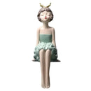 GobekUsa Bowknot Girl Figurine: Modern Nordic Character Sculpture with Storage Box