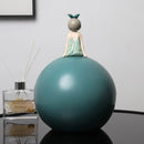 GobekUsa Bowknot Girl Figurine: Modern Nordic Character Sculpture with Storage Box