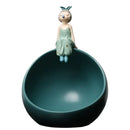 GobekUsa Bowknot Girl Figurine: Modern Nordic Character Sculpture with Storage Box