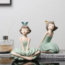GobekUsa Bowknot Girl Figurine: Modern Nordic Character Sculpture with Storage Box