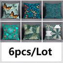 Modern teal cosmic leaves flower pillowcase set bedroom decor by Decorbites