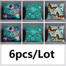 Modern teal cosmic leaves flower pillowcase set bedroom decor by Decorbites