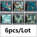 Modern teal cosmic leaves flower pillowcase set bedroom decor by Decorbites
