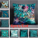 Modern teal cosmic leaves flower pillowcase set bedroom decor by Decorbites