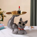 GobekUsa Bulldog Tray: Modern Resin Sculpture for Home Decor, Fruit/Key/Candy Storage