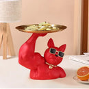 GobekUsa Bulldog Tray: Modern Resin Sculpture for Home Decor, Fruit/Key/Candy Storage