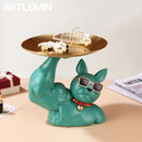GobekUsa Bulldog Tray: Modern Resin Sculpture for Home Decor, Fruit/Key/Candy Storage