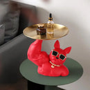 GobekUsa Bulldog Tray: Modern Resin Sculpture for Home Decor, Fruit/Key/Candy Storage