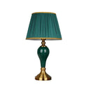 GobekUsa Green Ceramic Table Lamp with European Cloth Cover for Modern Living Room and Bedroom