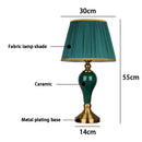 GobekUsa Green Ceramic Table Lamp with European Cloth Cover for Modern Living Room and Bedroom