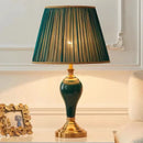GobekUsa Green Ceramic Table Lamp with European Cloth Cover for Modern Living Room and Bedroom
