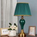 GobekUsa Green Ceramic Table Lamp with European Cloth Cover for Modern Living Room and Bedroom