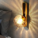 GobekUsa Modern Clear/Cream Glass Orb Wall Light with Brass Mount