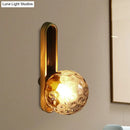 GobekUsa Modern Clear/Cream Glass Orb Wall Light with Brass Mount