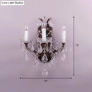GobekUsa Modern Teardrop Crystal Candelabra Sconce Light - White Wall Mount with Rust Backplate (3 Lights)
