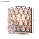 GobekUsa Contemporary Teardrop Crystal Wall Sconce - White Cylinder Shade - Wall Mounted Light