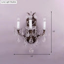 GobekUsa Modern Teardrop Crystal Candelabra Sconce Light - White Wall Mount with Rust Backplate (3 Lights)