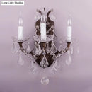 GobekUsa Modern Teardrop Crystal Candelabra Sconce Light - White Wall Mount with Rust Backplate (3 Lights)