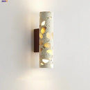 GobekUsa LED Wall Sconce Modern Nordic Wood Canopy Terrazzo Bathroom Mirror Light