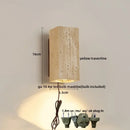 GobekUsa LED Wall Sconce Modern Nordic Wood Canopy Terrazzo Bathroom Mirror Light