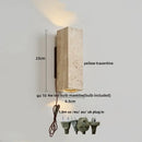 GobekUsa LED Wall Sconce Modern Nordic Wood Canopy Terrazzo Bathroom Mirror Light