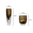 GobekUsa Brown Glazed Glass Vase Hammer Cut Decorative Handicraft Flower Arrangement Ornaments