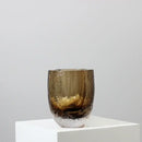 GobekUsa Brown Glazed Glass Vase Hammer Cut Decorative Handicraft Flower Arrangement Ornaments