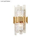 GobekUsa Modern Textured Glass Half-Cylinder Wall Sconce Light Fixture - Gold Finish