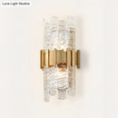 GobekUsa Modern Textured Glass Half-Cylinder Wall Sconce Light Fixture - Gold Finish