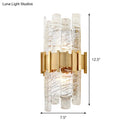 GobekUsa Modern Textured Glass Half-Cylinder Wall Sconce Light Fixture - Gold Finish