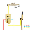 GobekUsa Gold Rain Shower Faucet Wall Mounted Bathtub Mixer Tap Set