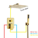GobekUsa Gold Rain Shower Faucet Wall Mounted Bathtub Mixer Tap Set