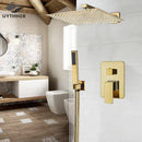 GobekUsa Gold Rain Shower Faucet Wall Mounted Bathtub Mixer Tap Set