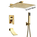GobekUsa Gold Rain Shower Bath Faucet Wall Mounted Shower Set