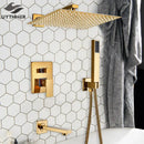 GobekUsa Gold Rain Shower Bath Faucet Wall Mounted Shower Set