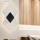 GobekUsa Modern LED Acrylic Wall Lamp: Textured Silver/Black Rhombus Sconce Light with Remote Control