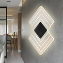 GobekUsa Modern LED Acrylic Wall Lamp: Textured Silver/Black Rhombus Sconce Light with Remote Control