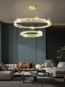 GobekUsa Crystal Gold Ring LED Chandelier for Minimalist Luxury Home Decor