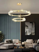 GobekUsa Crystal Gold Ring LED Chandelier for Minimalist Luxury Home Decor