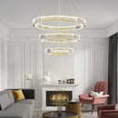 GobekUsa Crystal LED Chandelier: Modern Steel Pendant Lighting for Luxurious Foyer Decor